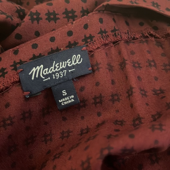 MADEWELL brand burgundy, sleeveless silk romper. Size Small - Picture 3 of 3